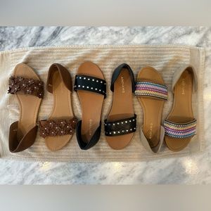Trendy sandals, bundle of 3 pairs for sale.